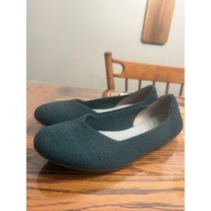 Rothy's Dark Green Halo Merino Wool Blend Classic Ballet Flat Shoes Size 8